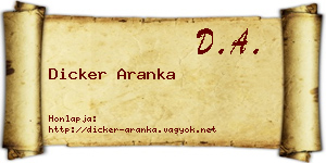 Dicker Aranka névjegykártya